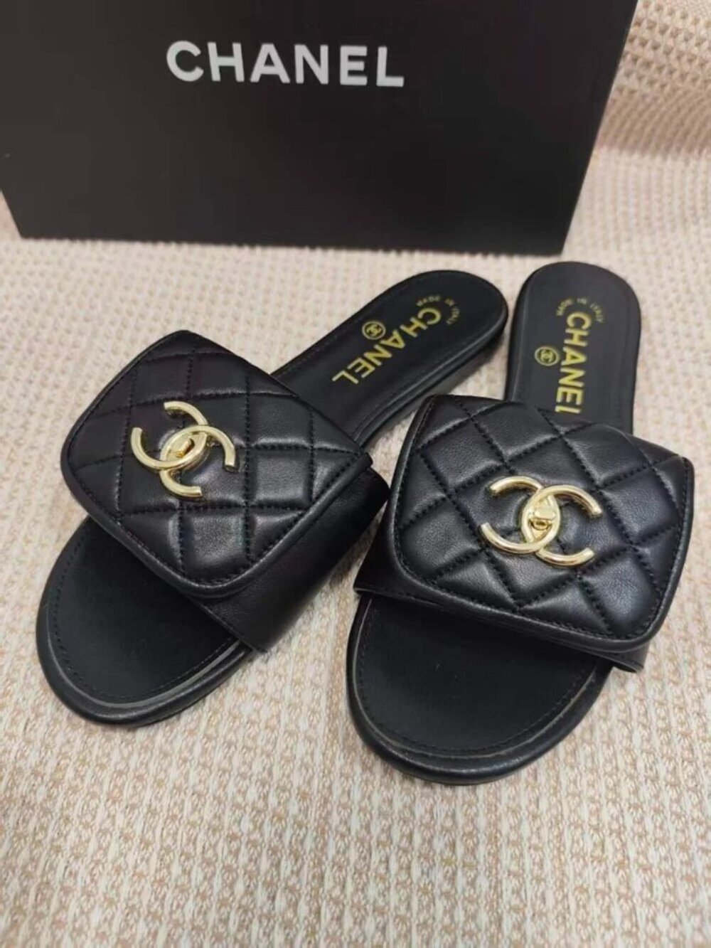 Chanel Black Leather Sandals